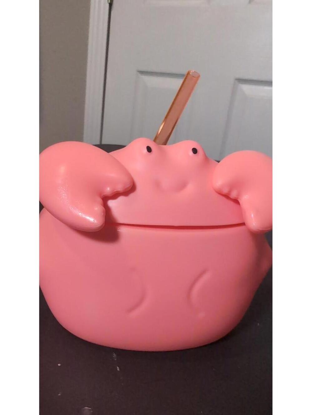 Pink Crab Shaped Cup with Straw